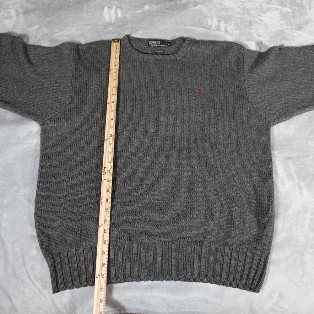 Vintage Polo Ralph Lauren Cotton Knit Sweater Mens XL Heavyweight Gray - Picture 7 of 8